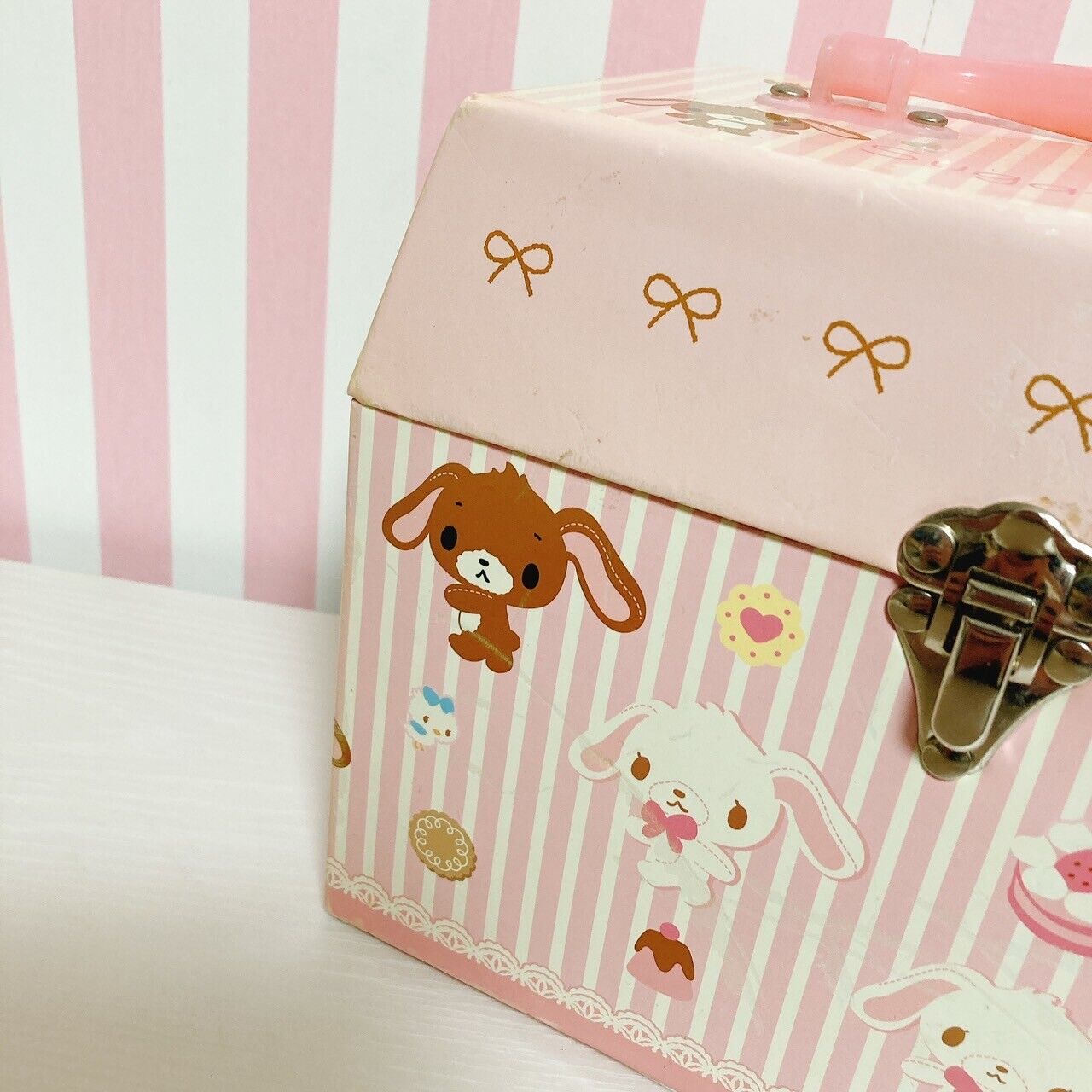 Sanrio Sugarbunnies Bunnies Box Case Paper Shirousa Kurousa Ribbon Pink Sweets