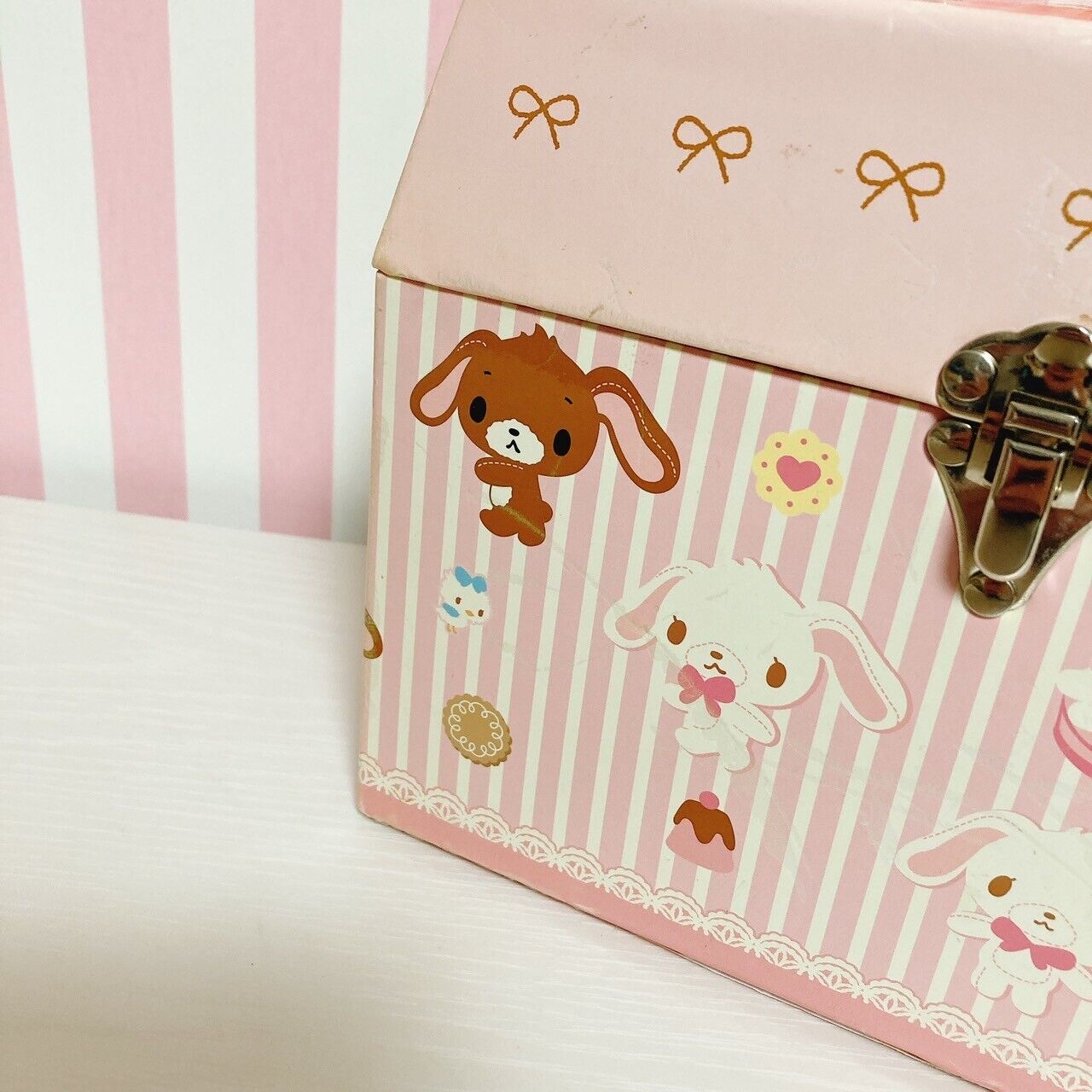 Sanrio Sugarbunnies Bunnies Box Case Paper Shirousa Kurousa Ribbon Pink Sweets