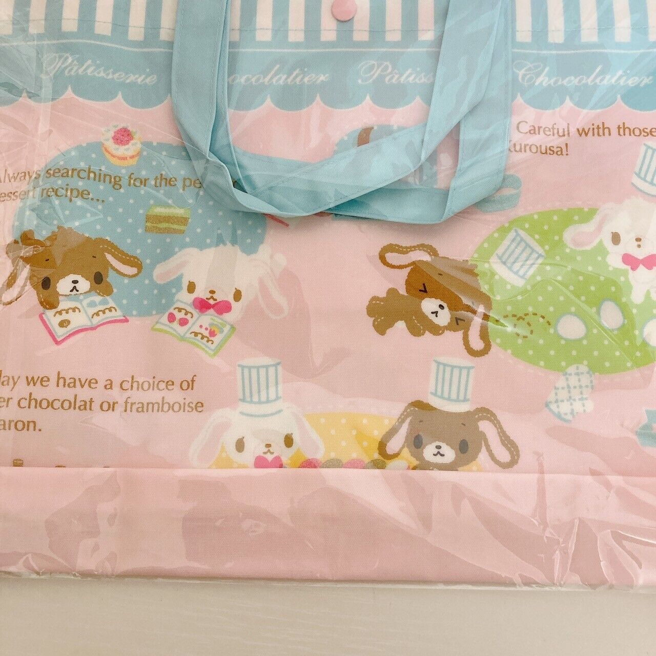 Sanrio Sugar Bunnies Tote Bag Handbag Shirousa Kurousa Lesson School Cookie Cake