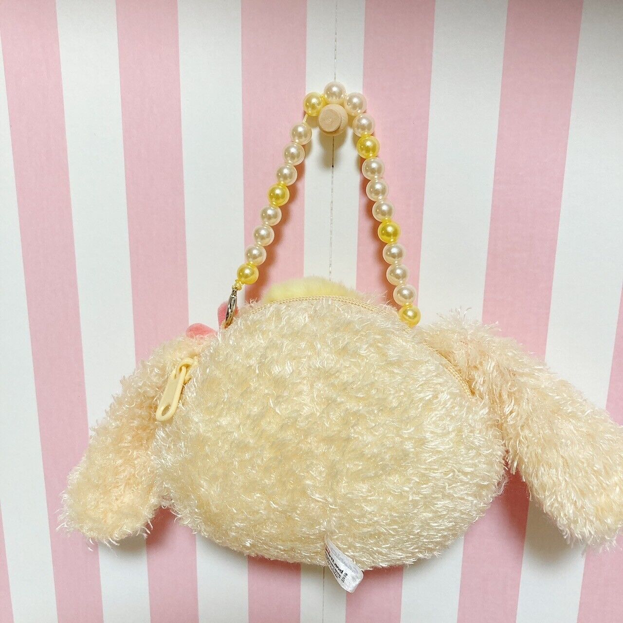 Sanrio Sugar Bunnies Hanausa Pochette Handbag Mini Pouch Fluffy Pearl Plaid Rare