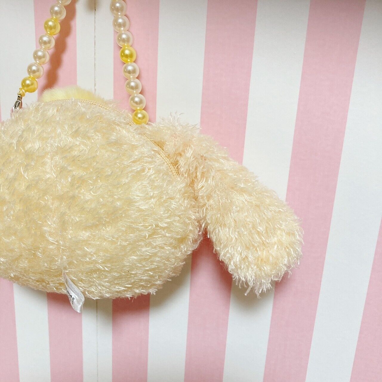 Sanrio Sugar Bunnies Hanausa Pochette Handbag Mini Pouch Fluffy Pearl Plaid Rare