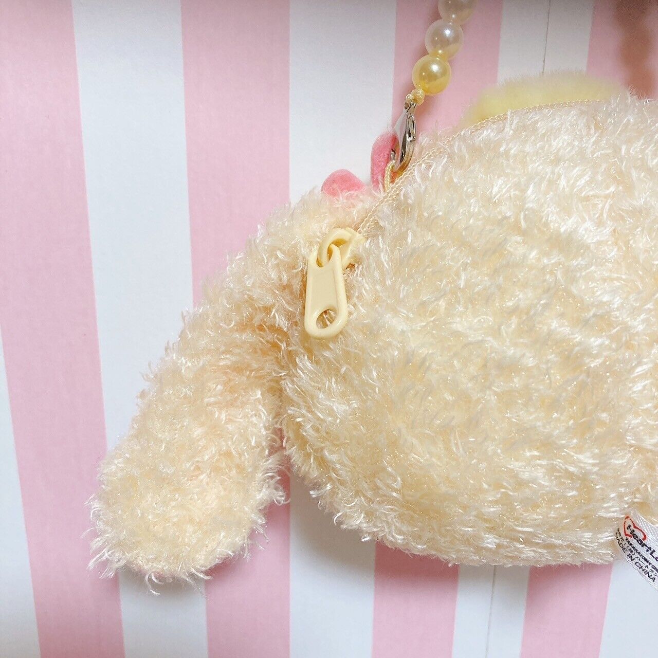 Sanrio Sugar Bunnies Hanausa Pochette Handbag Mini Pouch Fluffy Pearl Plaid Rare