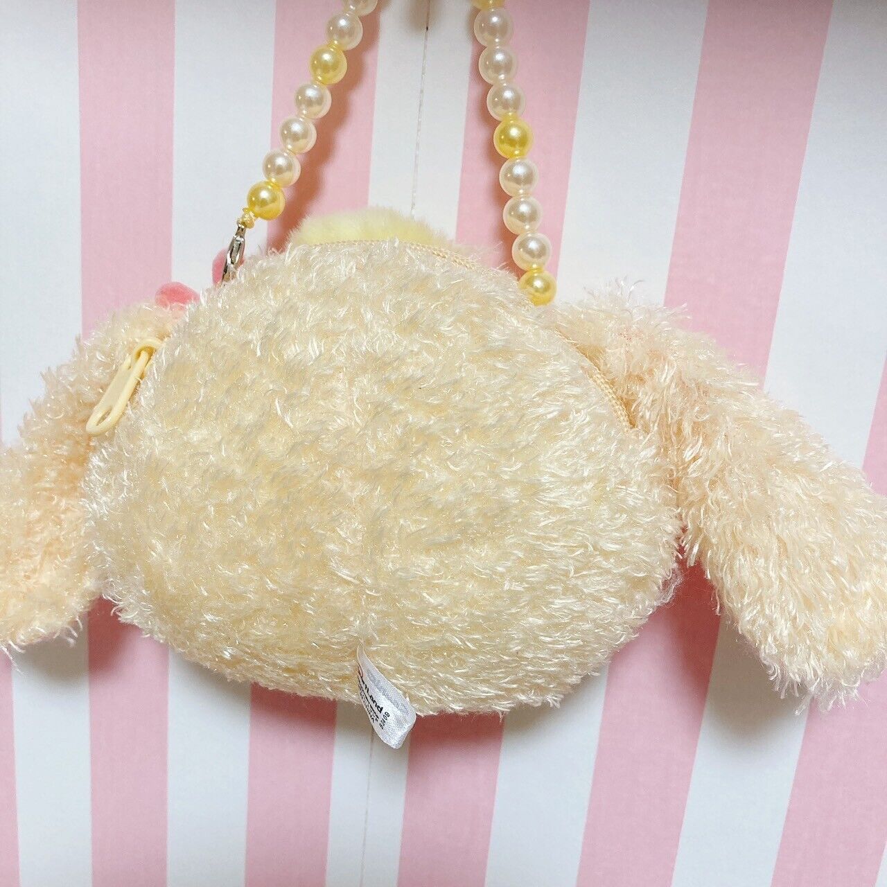 Sanrio Sugar Bunnies Hanausa Pochette Handbag Mini Pouch Fluffy Pearl Plaid Rare