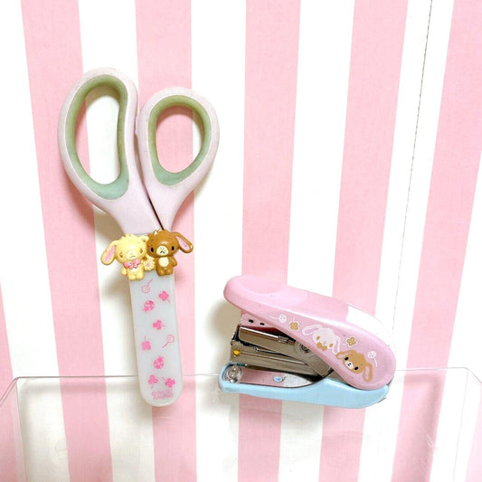 Sugar Bunnies Sanrio Scissors Stapler Stationery Pink Set Used Character Kawaii