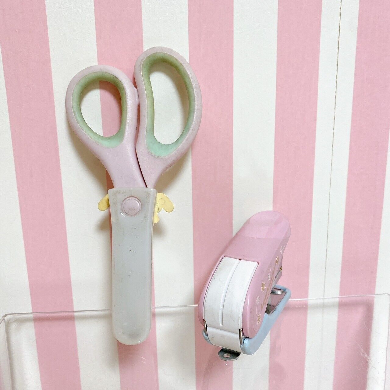 Sugar Bunnies Sanrio Scissors Stapler Stationery Pink Set Used Character Kawaii