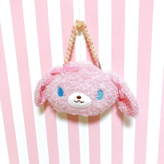 Sanrio Sugar Bunnies Momousa Pochette Handbag Mini Pouch Fluffy Pearl Plaid Rare