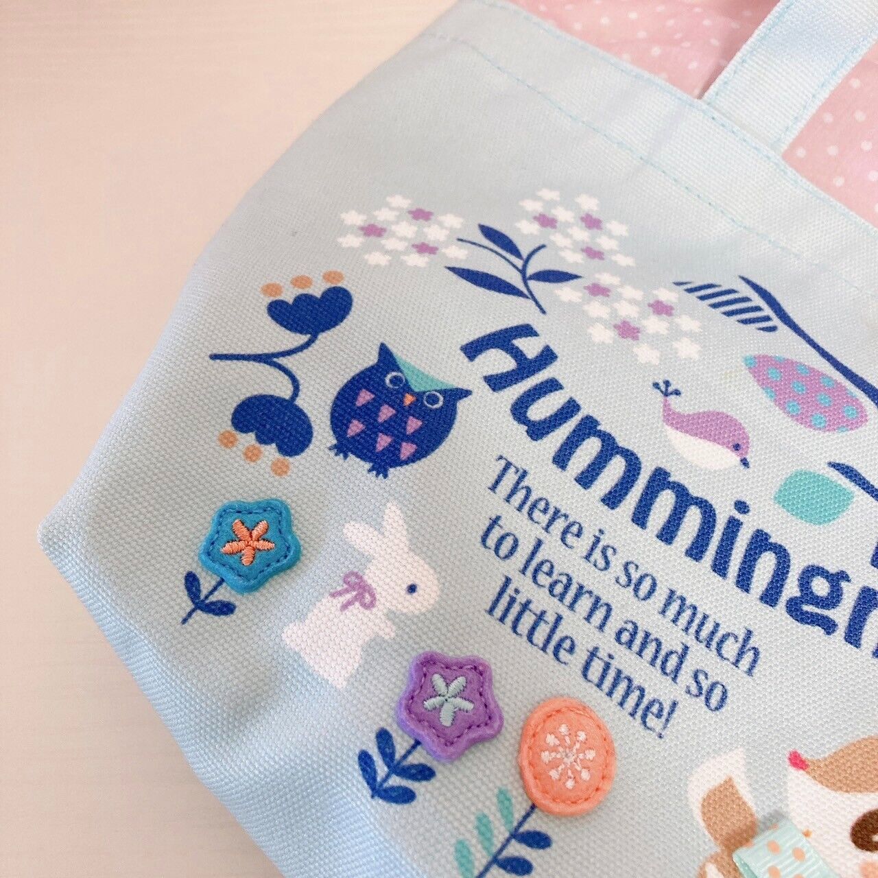 Sanrio Humming Mint Lunch Bag Handbag Light Blue Deer Plush Soft Toy Ribbon Rare