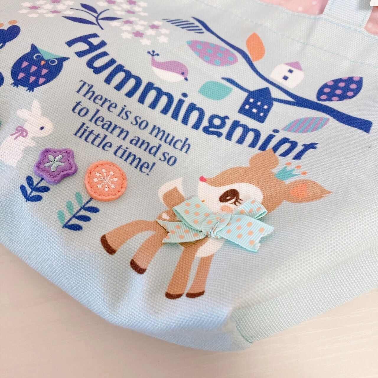 Sanrio Humming Mint Lunch Bag Handbag Light Blue Deer Plush Soft Toy Ribbon Rare