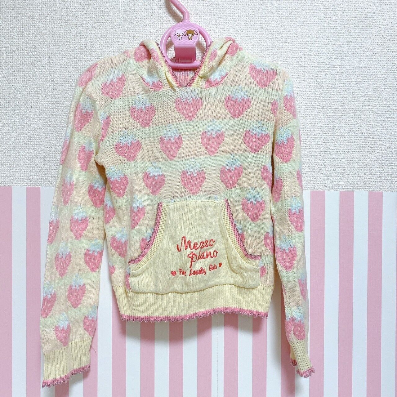 Mezzo Piano Hoodie Knit Size 120cm Strawberry Long Sleeve Yellow Character Rare