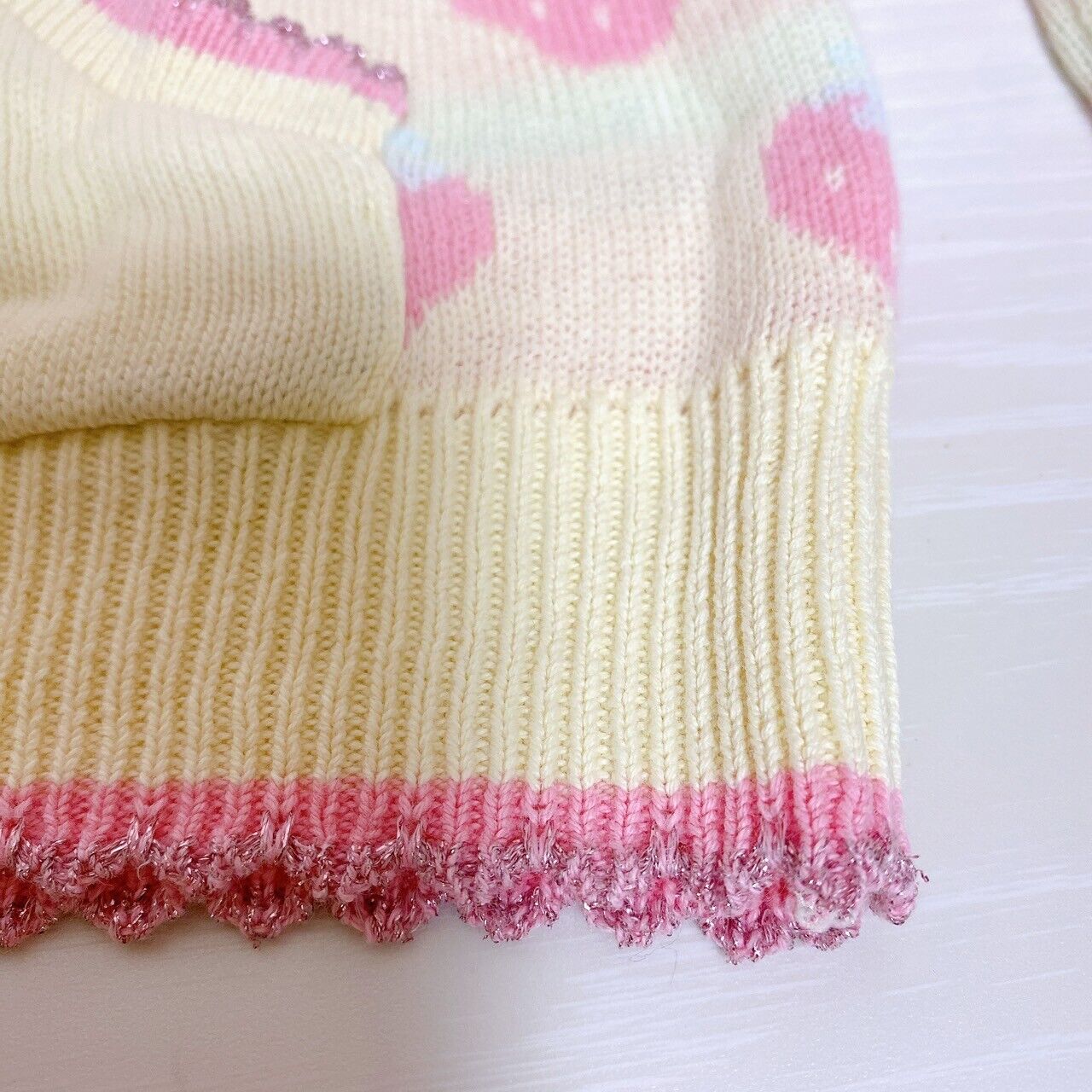 Mezzo Piano Hoodie Knit Size 120cm Strawberry Long Sleeve Yellow Character Rare