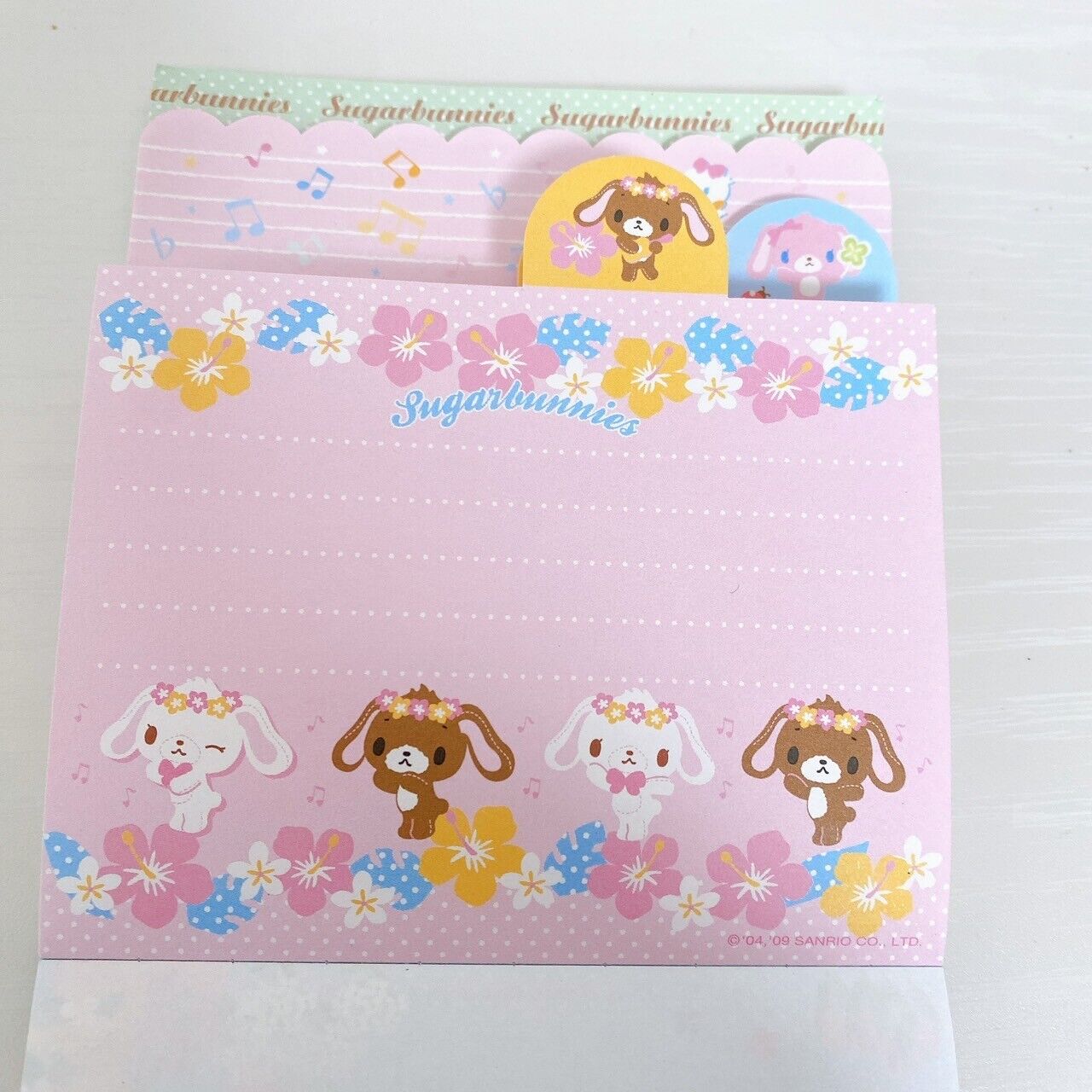 Sanrio Sugar Bunnies Memo Pad Notepad Shirousa Kurousa Rabbit Candy Flower Rare