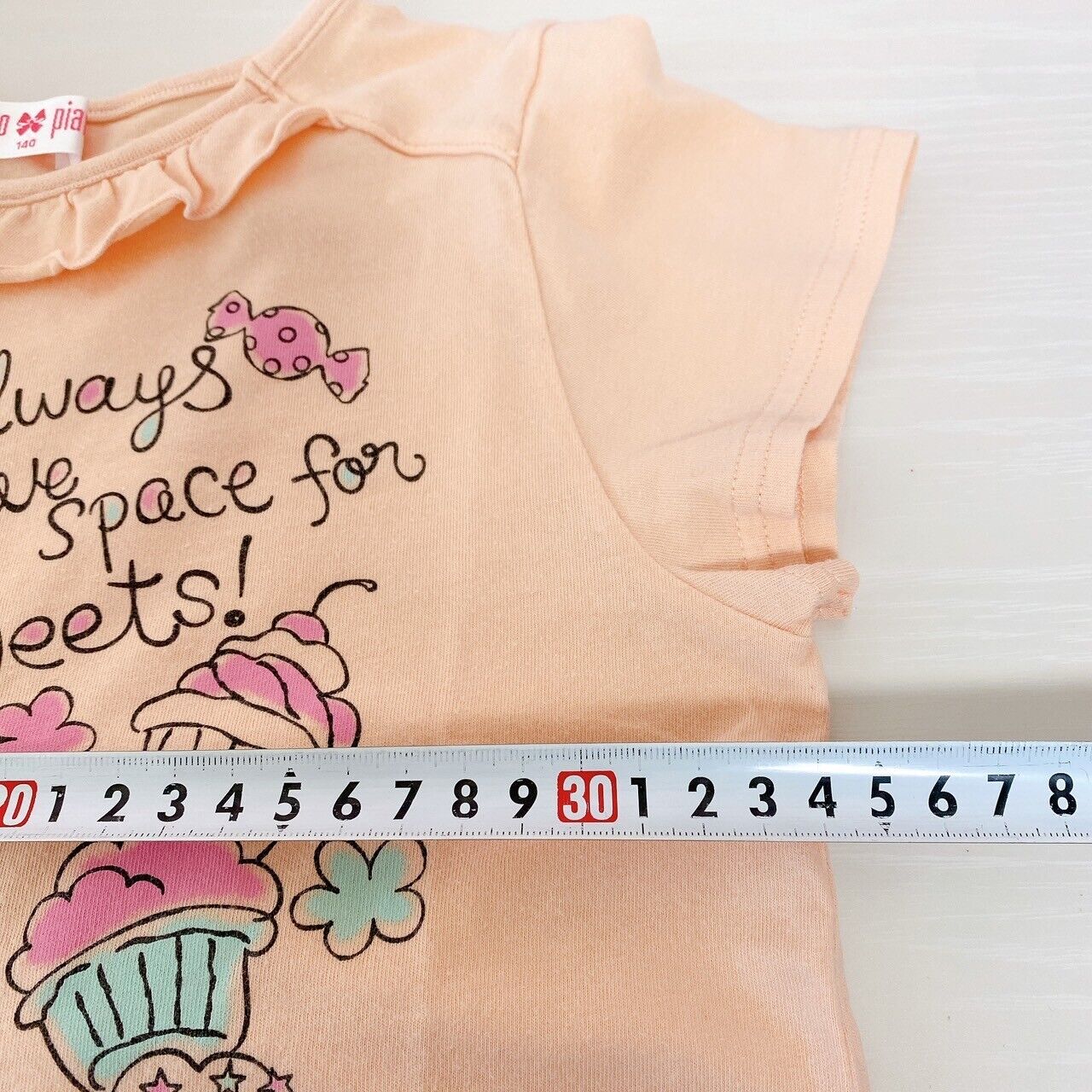 Mezzo Piano Kids T-shirt Tops Pale Orange 140 Size Strawberry Candy Cake Frill