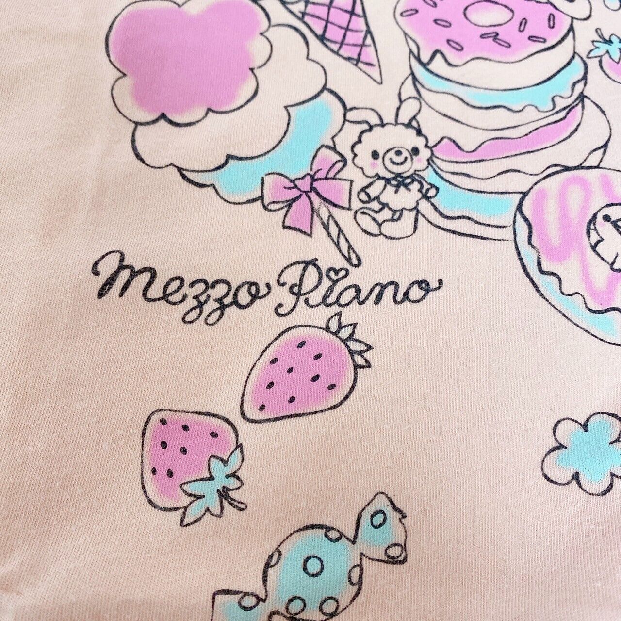 Mezzo Piano Kids T-shirt Tops Pale Orange 140 Size Strawberry Candy Cake Frill