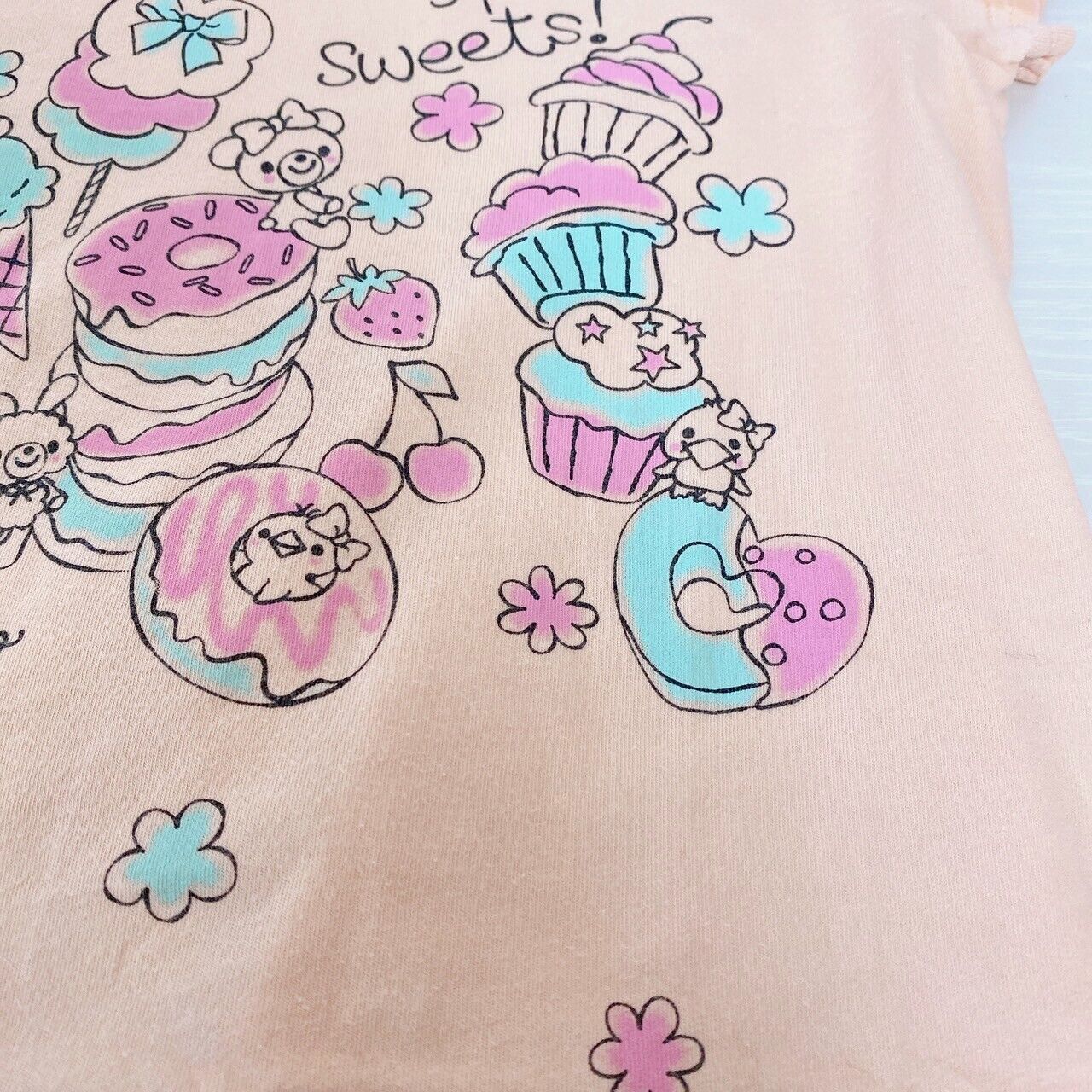 Mezzo Piano Kids T-shirt Tops Pale Orange 140 Size Strawberry Candy Cake Frill