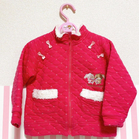 Sanrio Sugar Bunnies Jacket Outer 110 cm Pink Shirousa Kurousa Quilting Ribbon