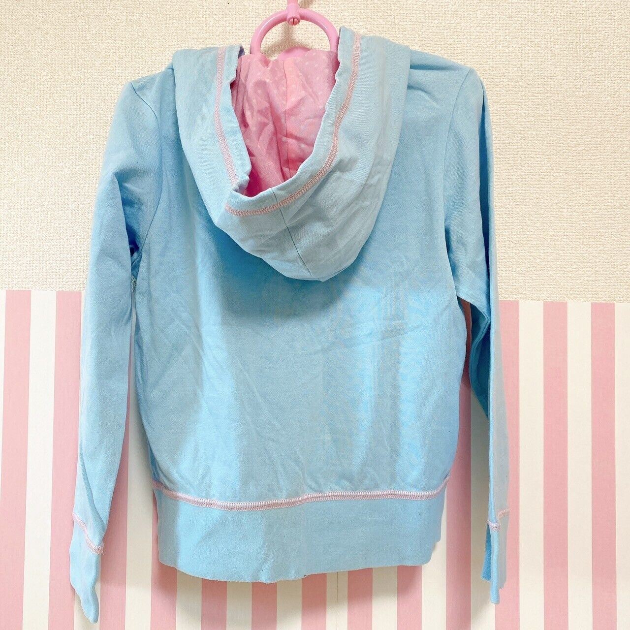 Mezzo Piano Hoodie 130 Size Flower Light Blue Embroidery Hood Clothing Kawaii