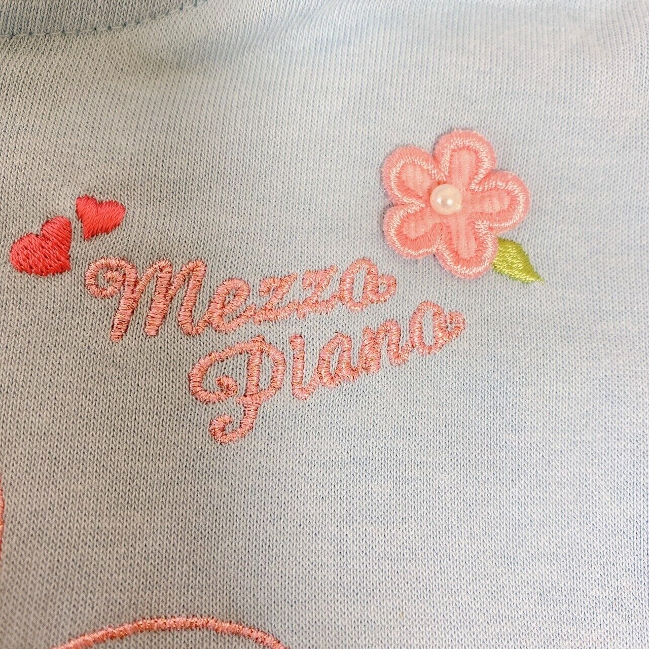 Mezzo Piano Hoodie 130 Size Flower Light Blue Embroidery Hood Clothing Kawaii