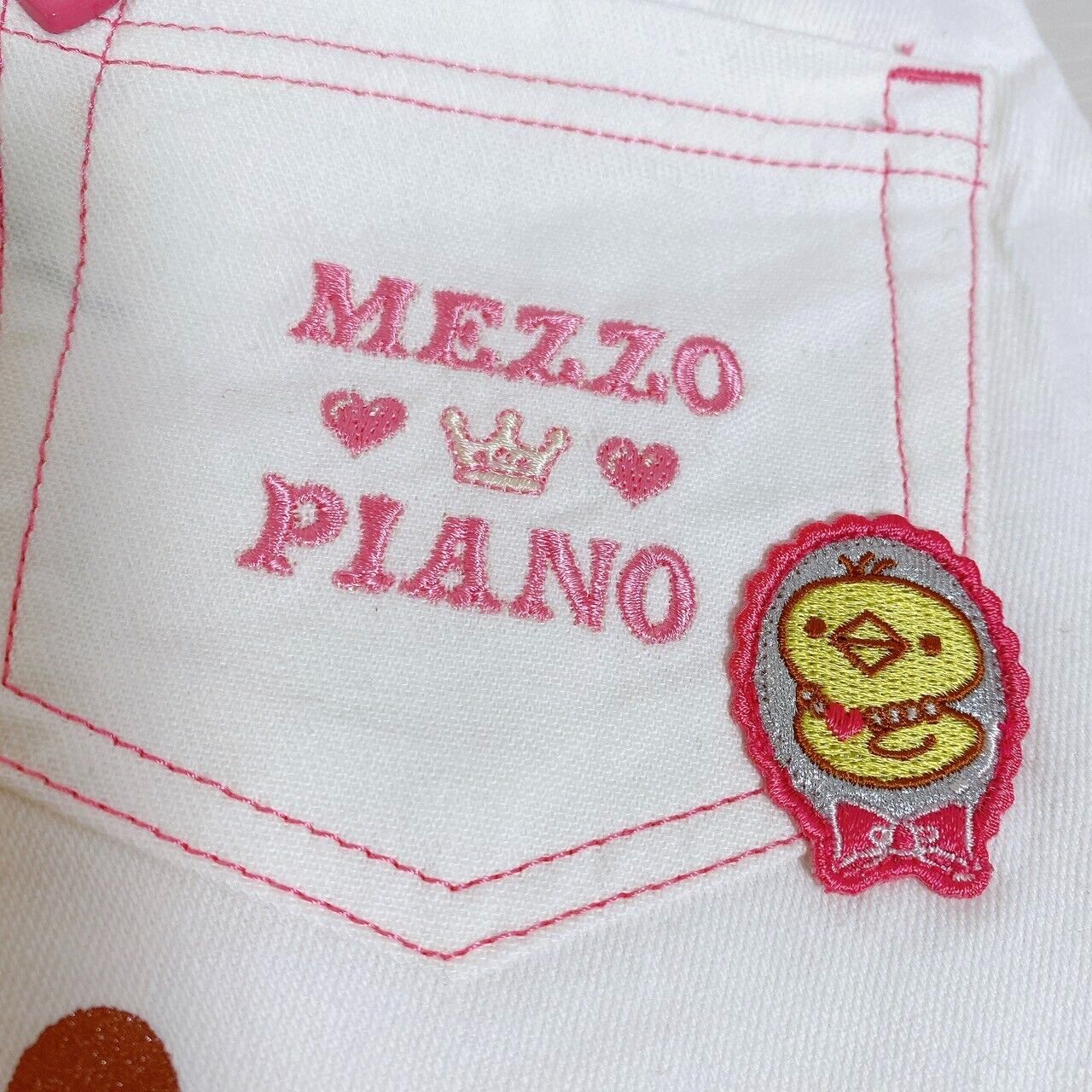 Mezzo Piano Skirt White 130 Size Pleats Rabbit Bear Pink Heart Glitter Kawaii