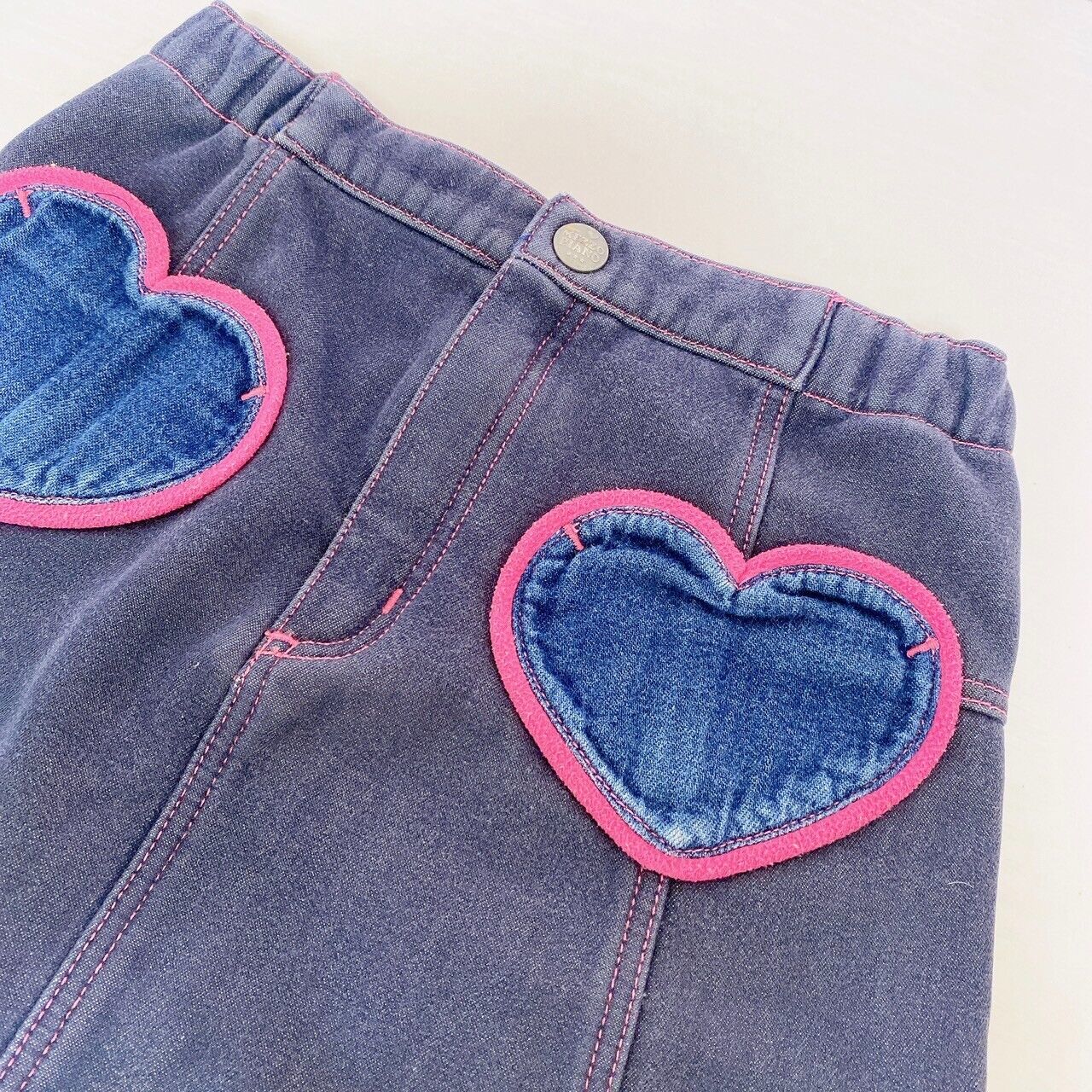 Mezzo Piano Denim Skirt 120 Size Heart Pocket Navy Pink Rabbit Girls Kawaii