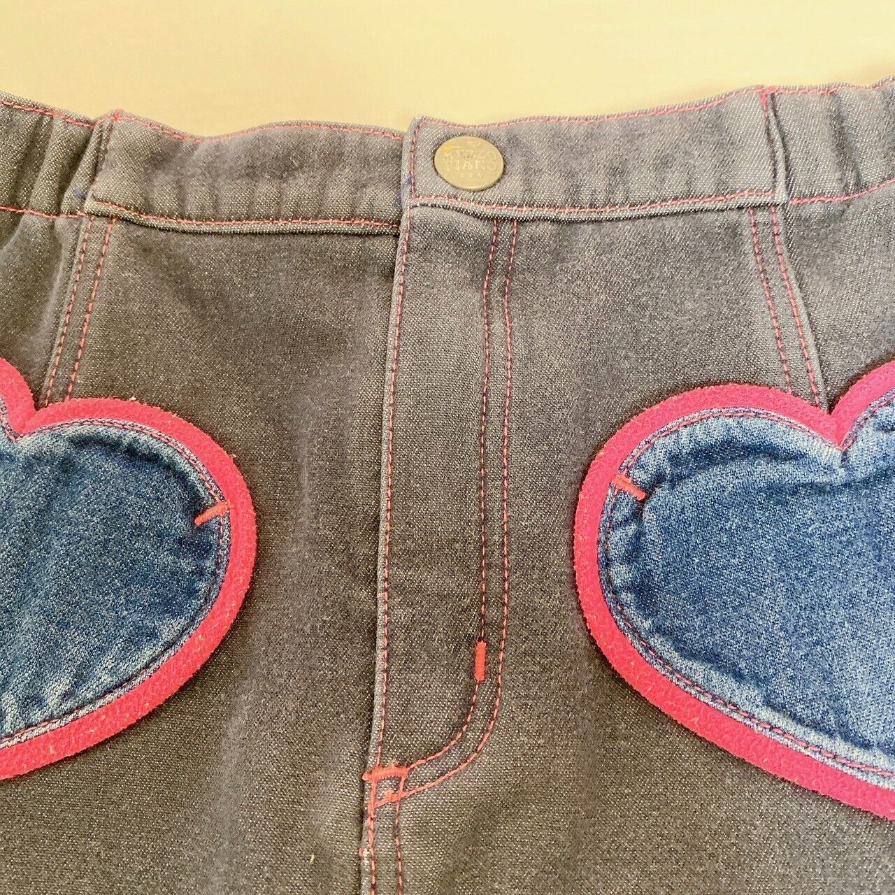 Mezzo Piano Denim Skirt 120 Size Heart Pocket Navy Pink Rabbit Girls Kawaii