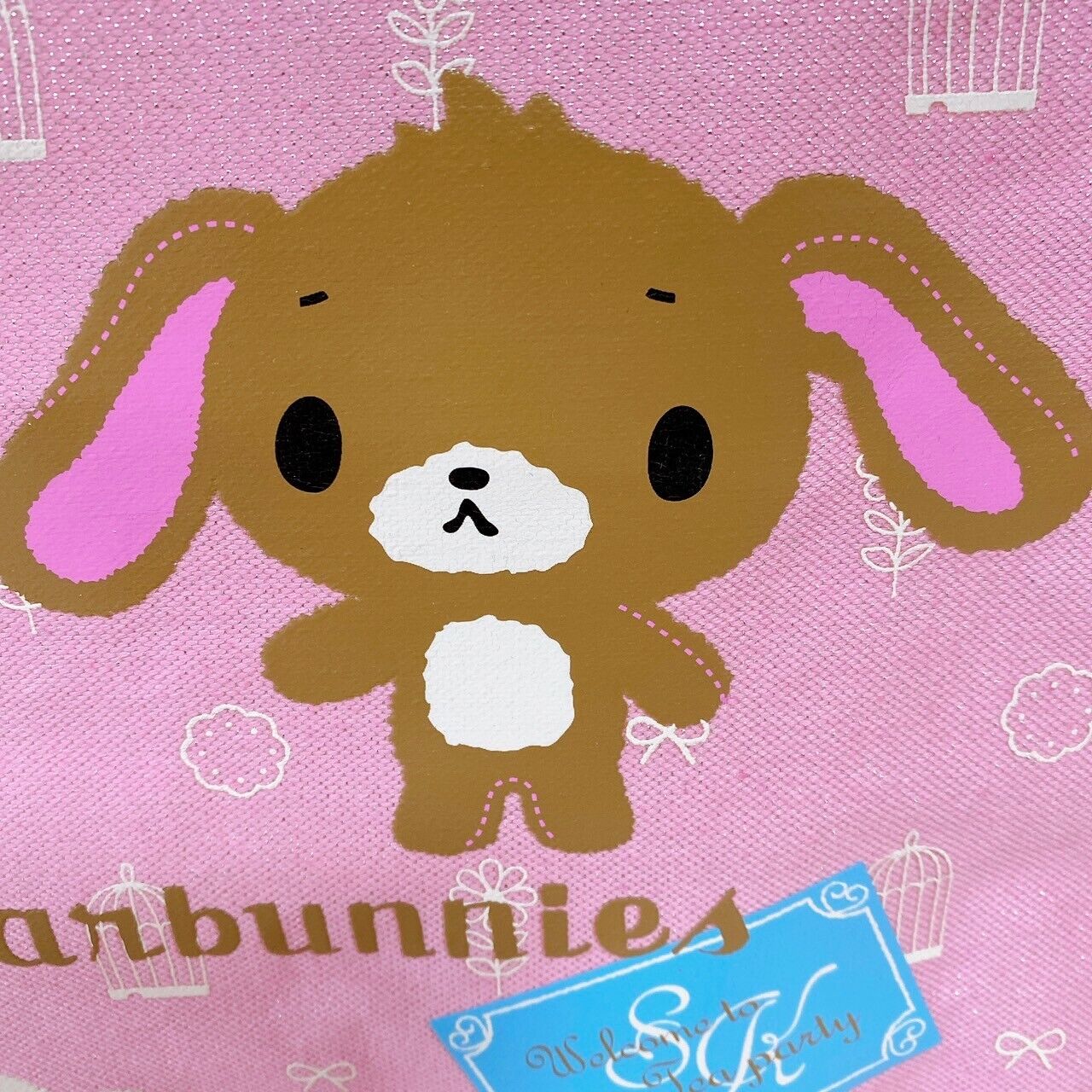 Sanrio Sugar Bunnies Tote Bag Pocket Shirousa Kurousa Pink Kawaii RARE Character