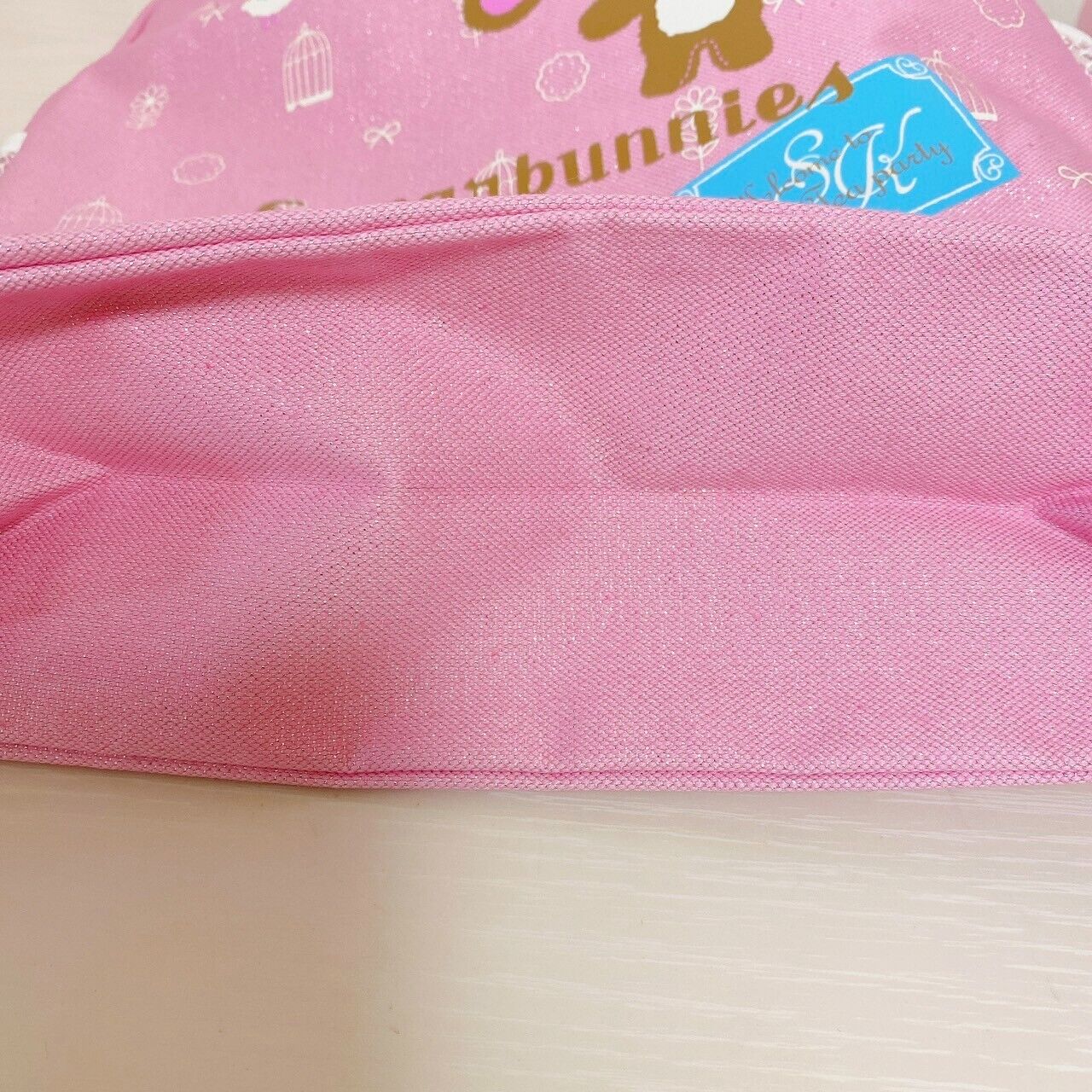 Sanrio Sugar Bunnies Tote Bag Pocket Shirousa Kurousa Pink Kawaii RARE Character