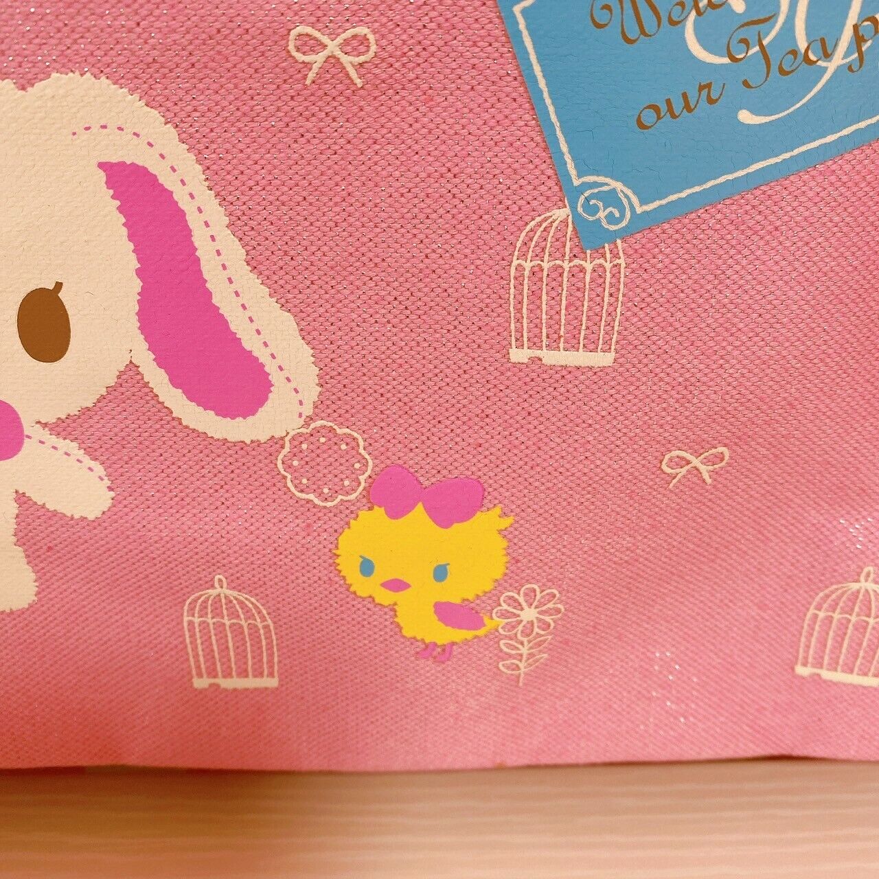 Sanrio Sugar Bunnies Tote Bag Pocket Shirousa Kurousa Pink Kawaii RARE Character