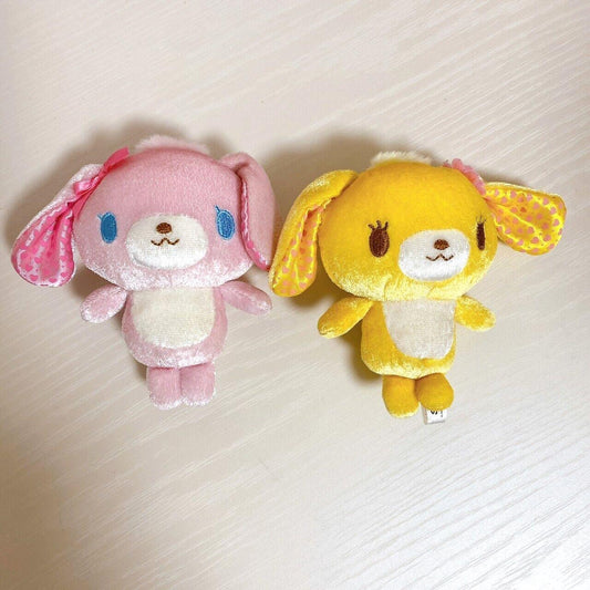 Sanrio Sugar Bunnies Soft Stuffed Plush Toy 2 Set Momousa Hanausa Pink Yellow