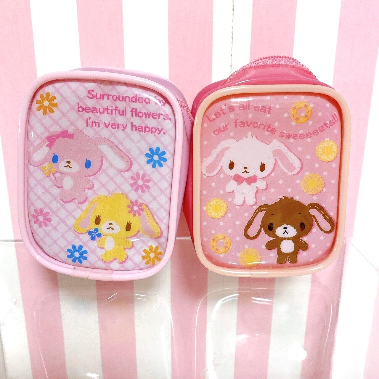 Sanrio Sugar Bunnies Mini Vinyl Bag Pouch Set 2 Shirousa Kurousa Hanausa Pink