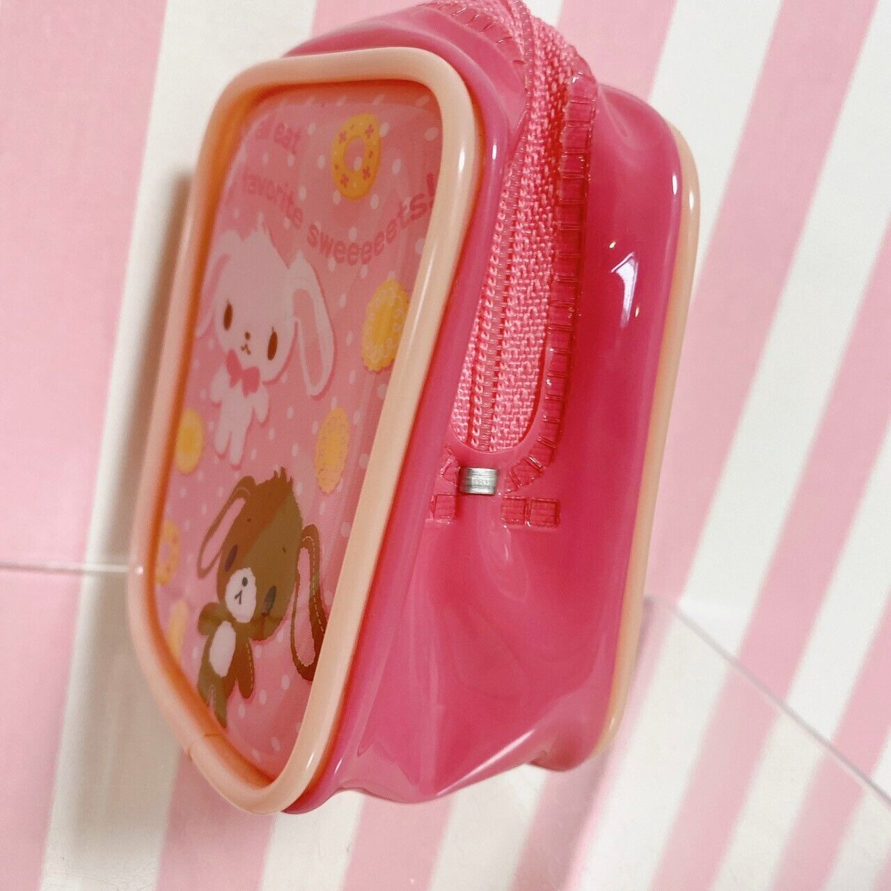 Sanrio Sugar Bunnies Mini Vinyl Bag Pouch Set 2 Shirousa Kurousa Hanausa Pink