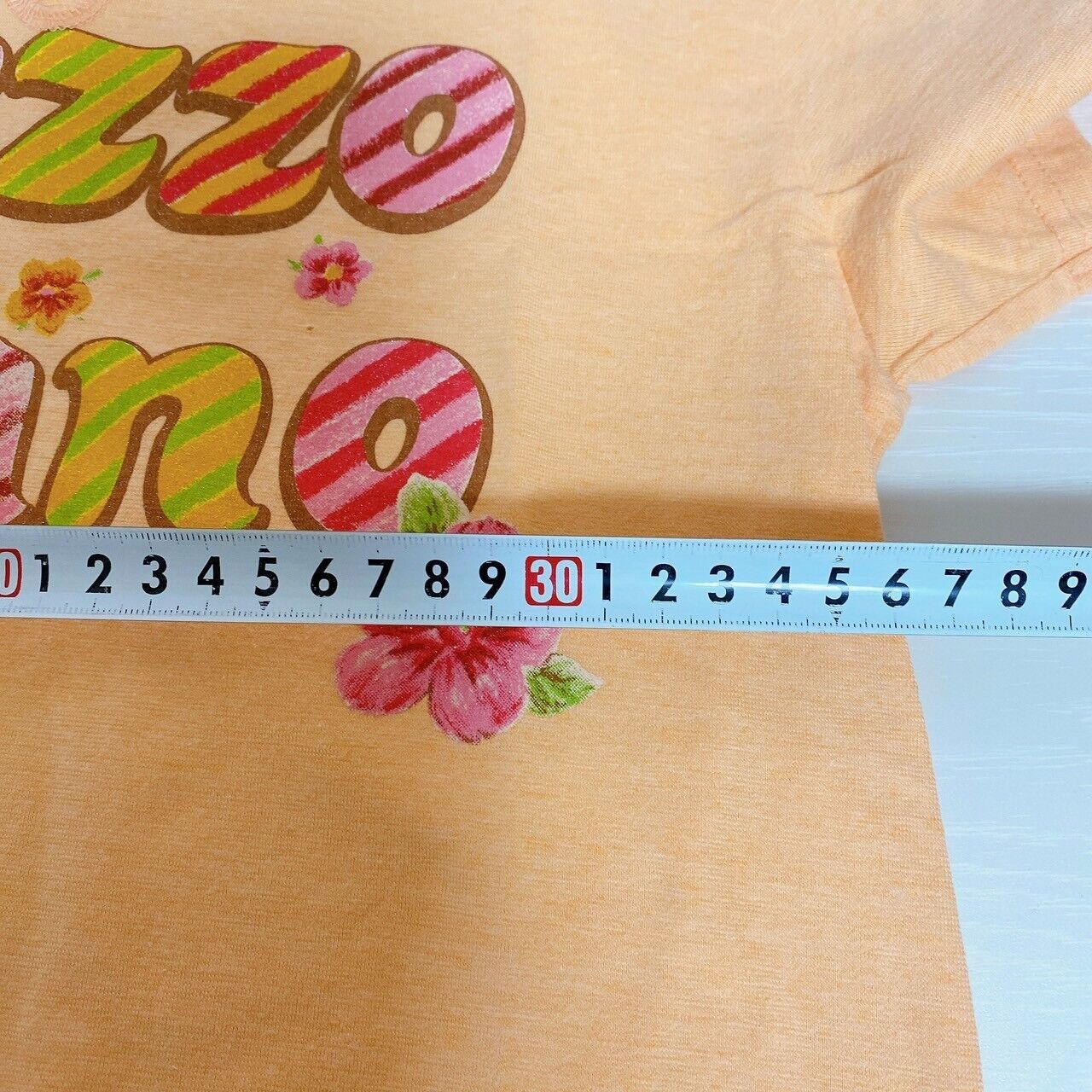 Mezzo Piano T-shirt Tops 150 Size Orange Hibiscus Tropical Flower Kawaii Rare