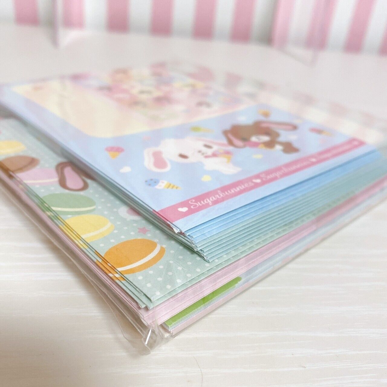 Sanrio Sugar Bunnies Letter Envelope Stickers Set Stationery Pink Large Capacity