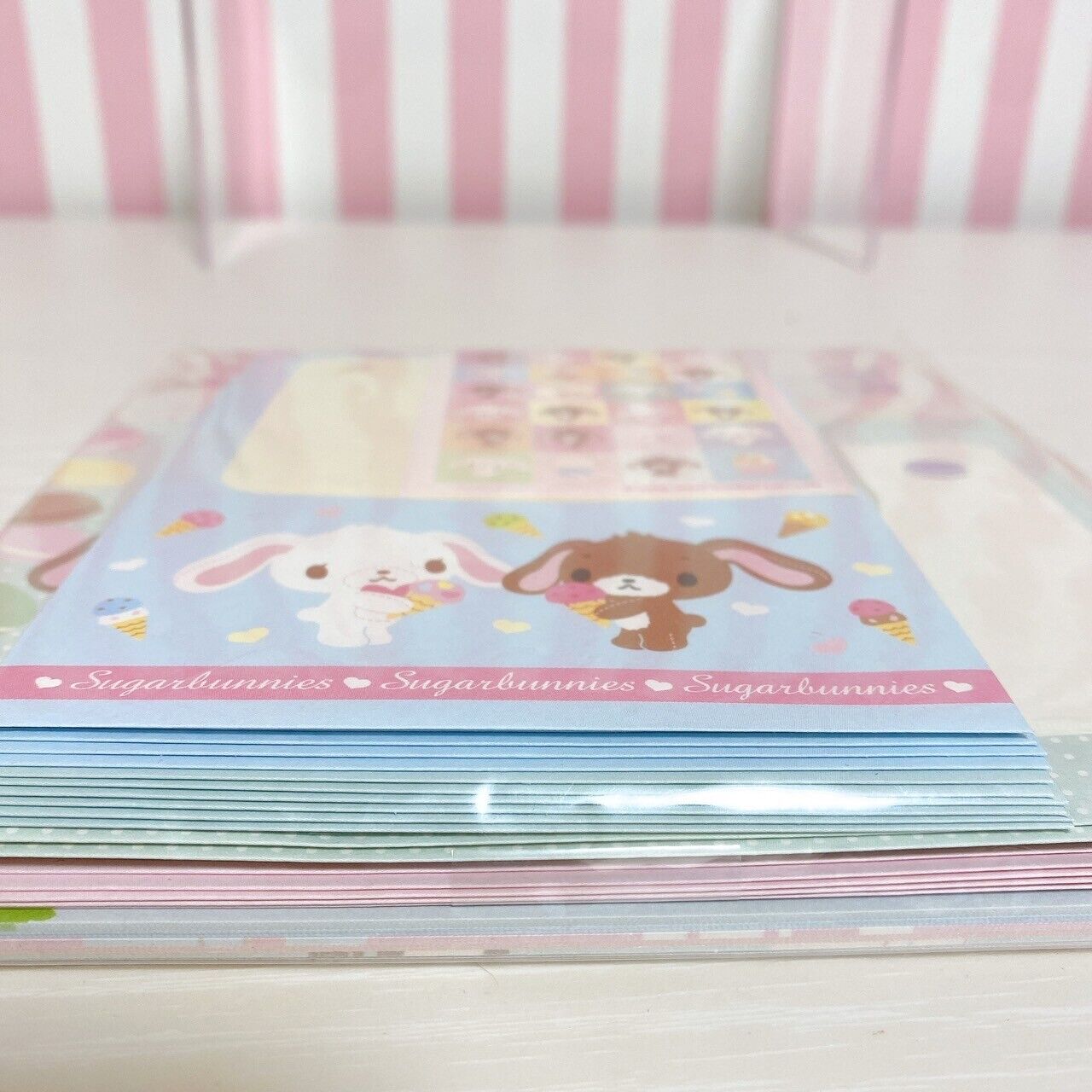 Sanrio Sugar Bunnies Letter Envelope Stickers Set Stationery Pink Large Capacity