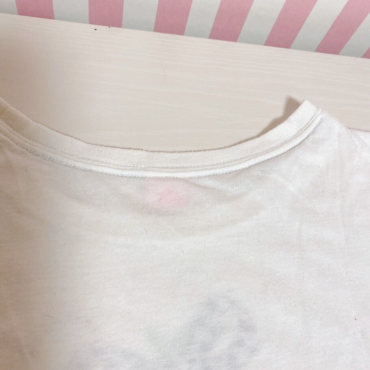 Mezzo Piano T-shirt Cherry Ribbon Frill Tops 150 Size White Heart Kawaii Rare