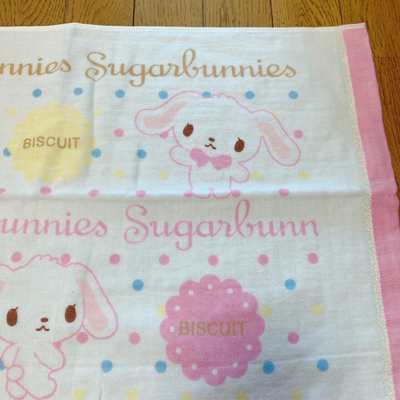 Sanrio Sugar Bunnies Bath Towel Shirousa Kurousa White Biscuit Dot Pink Blue