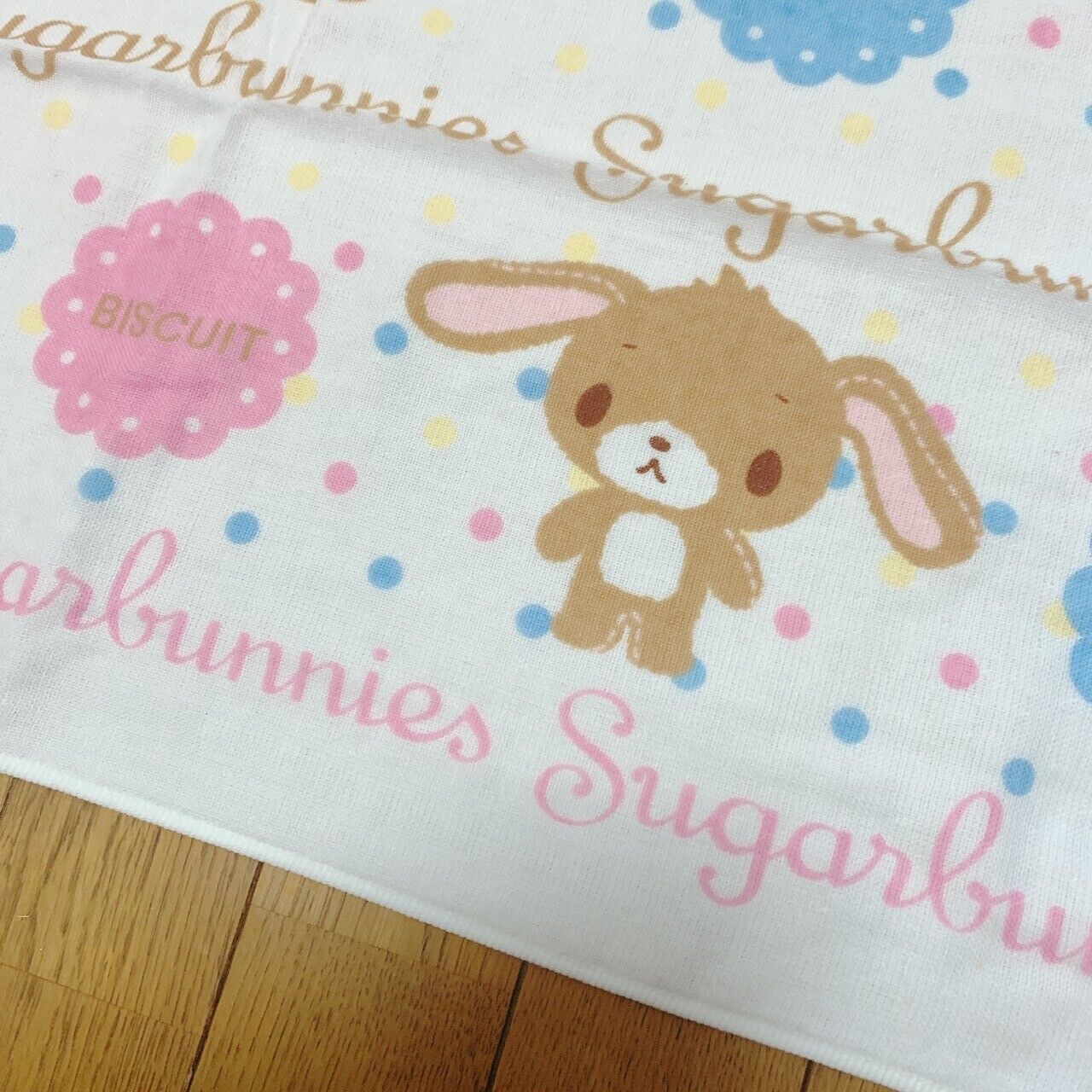 Sanrio Sugar Bunnies Bath Towel Shirousa Kurousa White Biscuit Dot Pink Blue