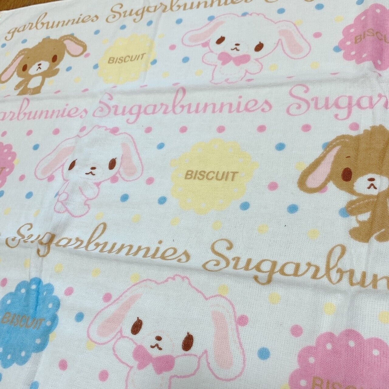 Sanrio Sugar Bunnies Bath Towel Shirousa Kurousa White Biscuit Dot Pink Blue