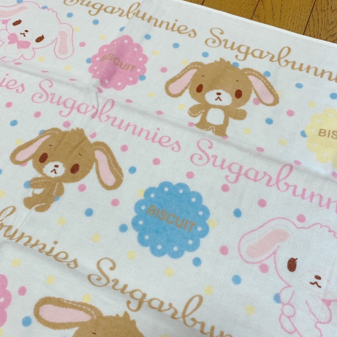 Sanrio Sugar Bunnies Bath Towel Shirousa Kurousa White Biscuit Dot Pink Blue