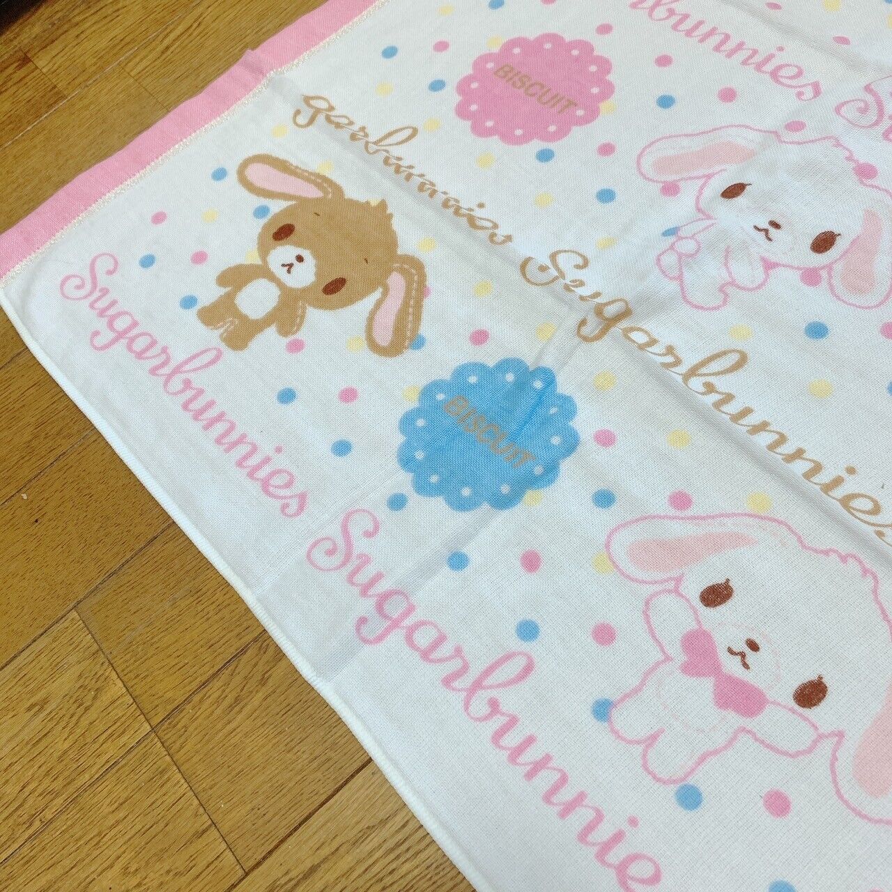 Sanrio Sugar Bunnies Bath Towel Shirousa Kurousa White Biscuit Dot Pink Blue