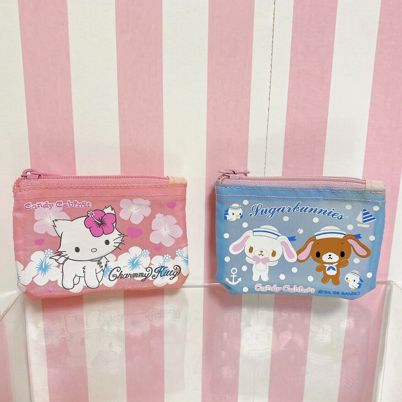 Sanrio Sugar Bunnies Charmy Kitty Bag Pouch Case 2 Set Pink Light Blue Kawaii