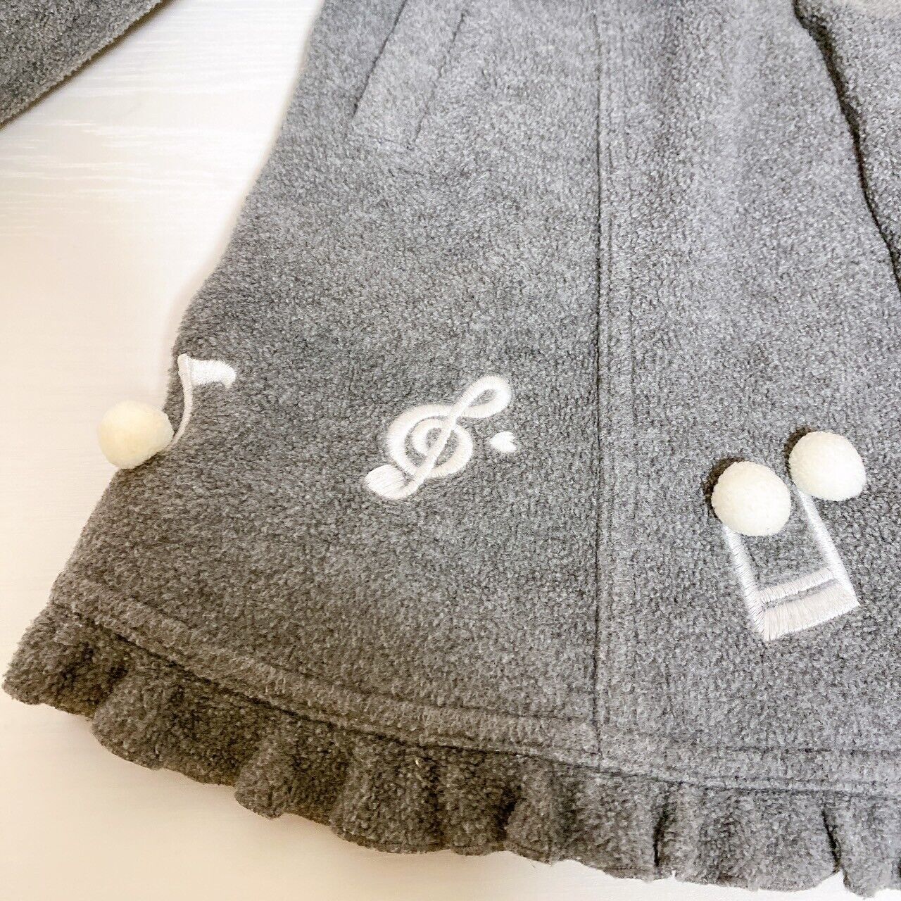 Mezzo Piano Jacket Coat 110 Size Gray Note Heart Frill Plaid Hood Fluffy Kawaii