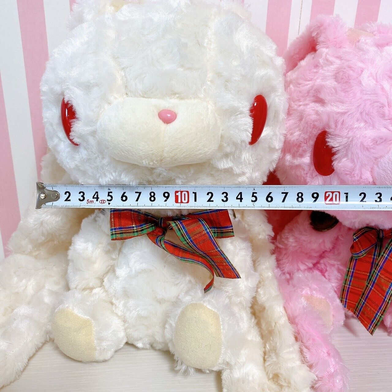 Hanyou Usagi Teddy CGP262 Set 2 Plush Soft Stuffed Toy Pink White Rabbit Ribbon