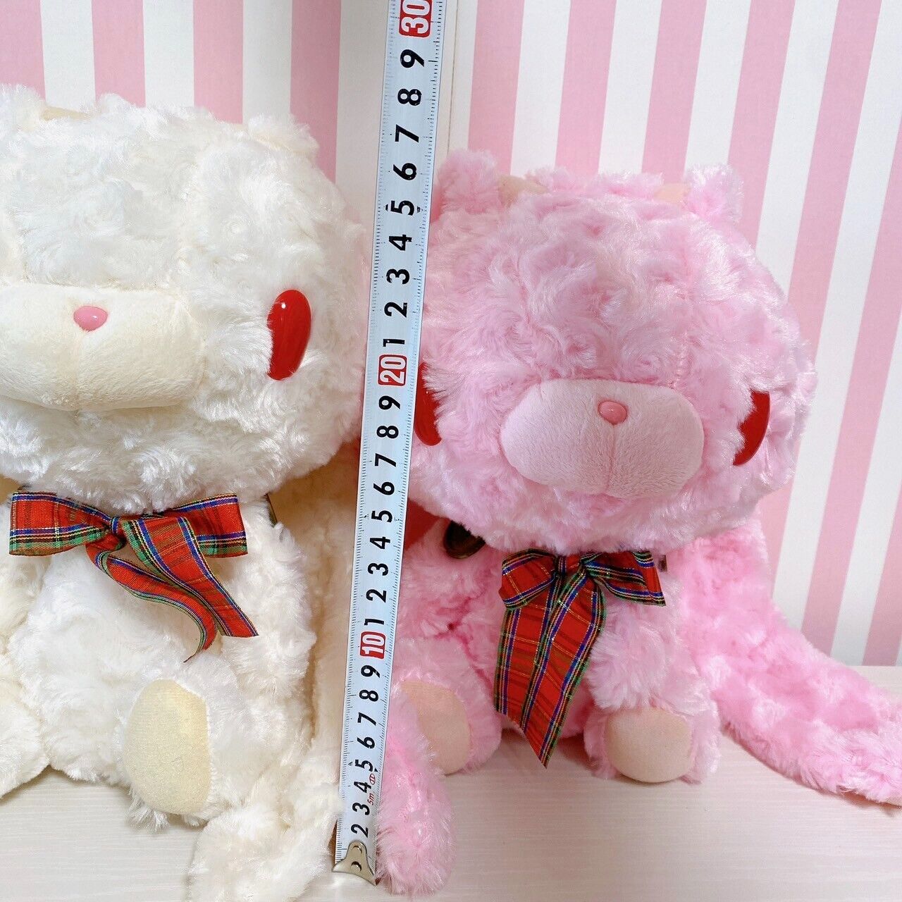 Hanyou Usagi Teddy CGP262 Set 2 Plush Soft Stuffed Toy Pink White Rabbit Ribbon