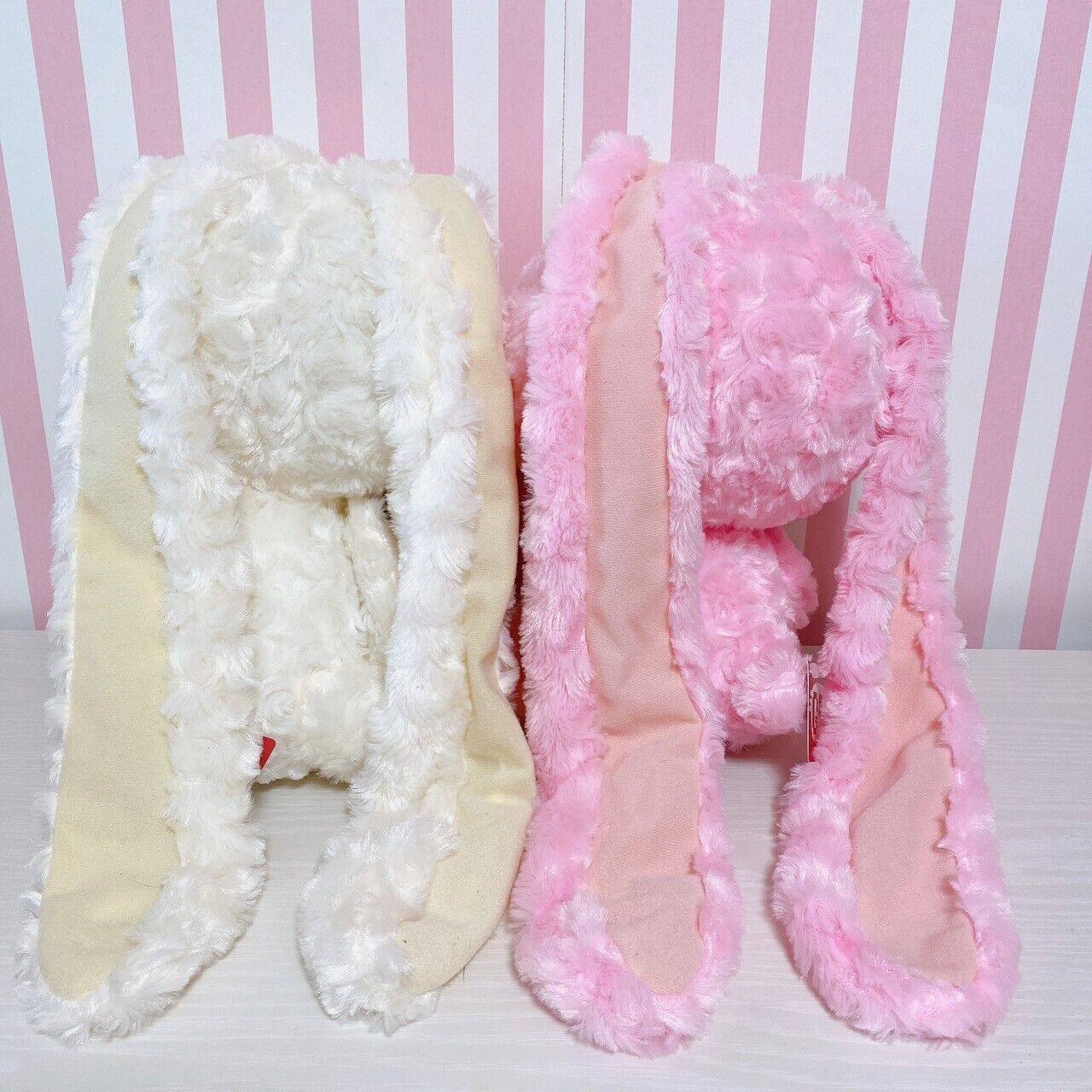 Hanyou Usagi Teddy CGP262 Set 2 Plush Soft Stuffed Toy Pink White Rabbit Ribbon