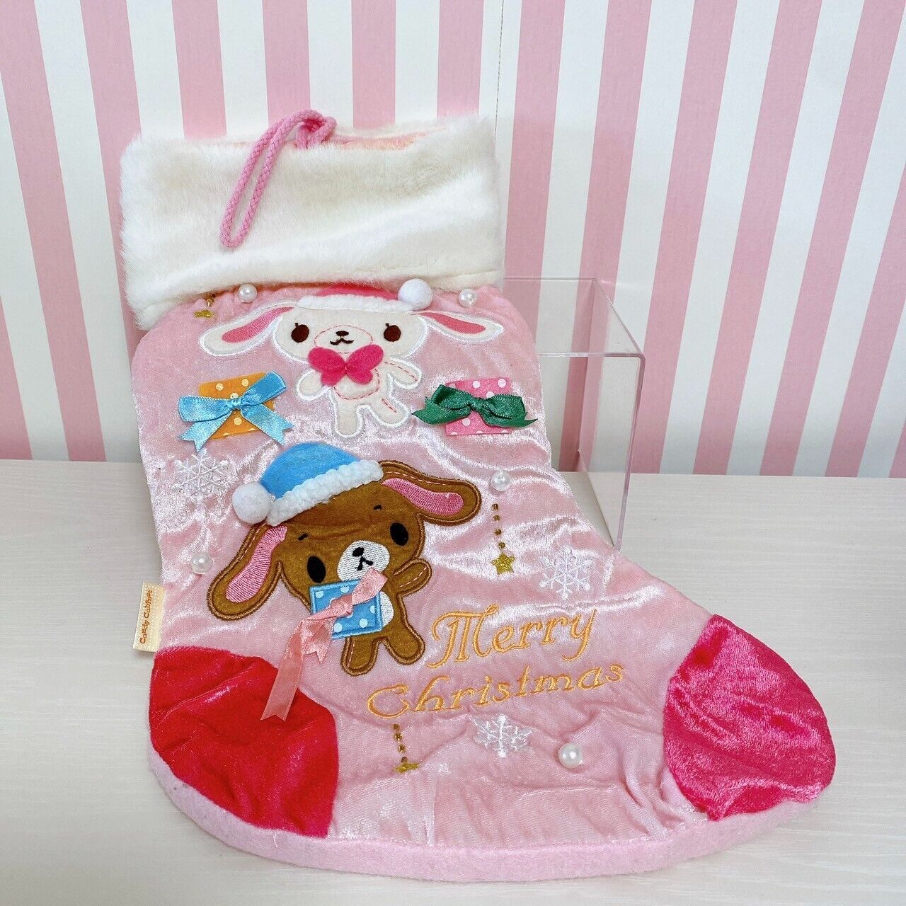 Sanrio Sugarbunnies Christmas Stocking Boots Pink Lame Bunnies Shirousa Kurousa