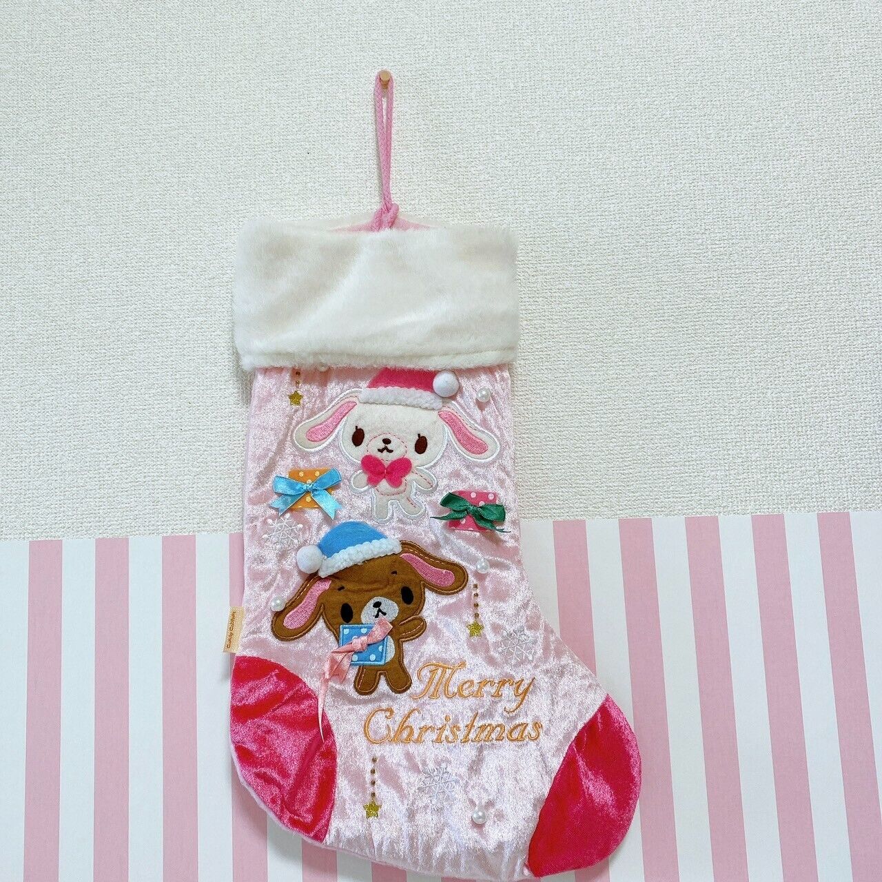 Sanrio Sugarbunnies Christmas Stocking Boots Pink Lame Bunnies Shirousa Kurousa