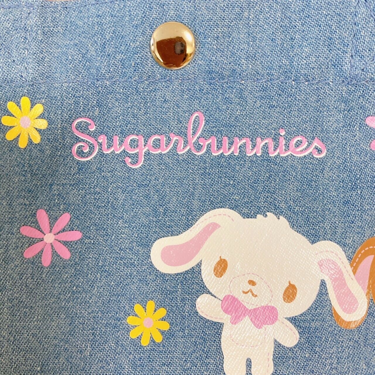 Sanrio Sugar Bunnies Tote Bag Handbag Set 2 Shirousa Kurousa Denim Doughnut Rare