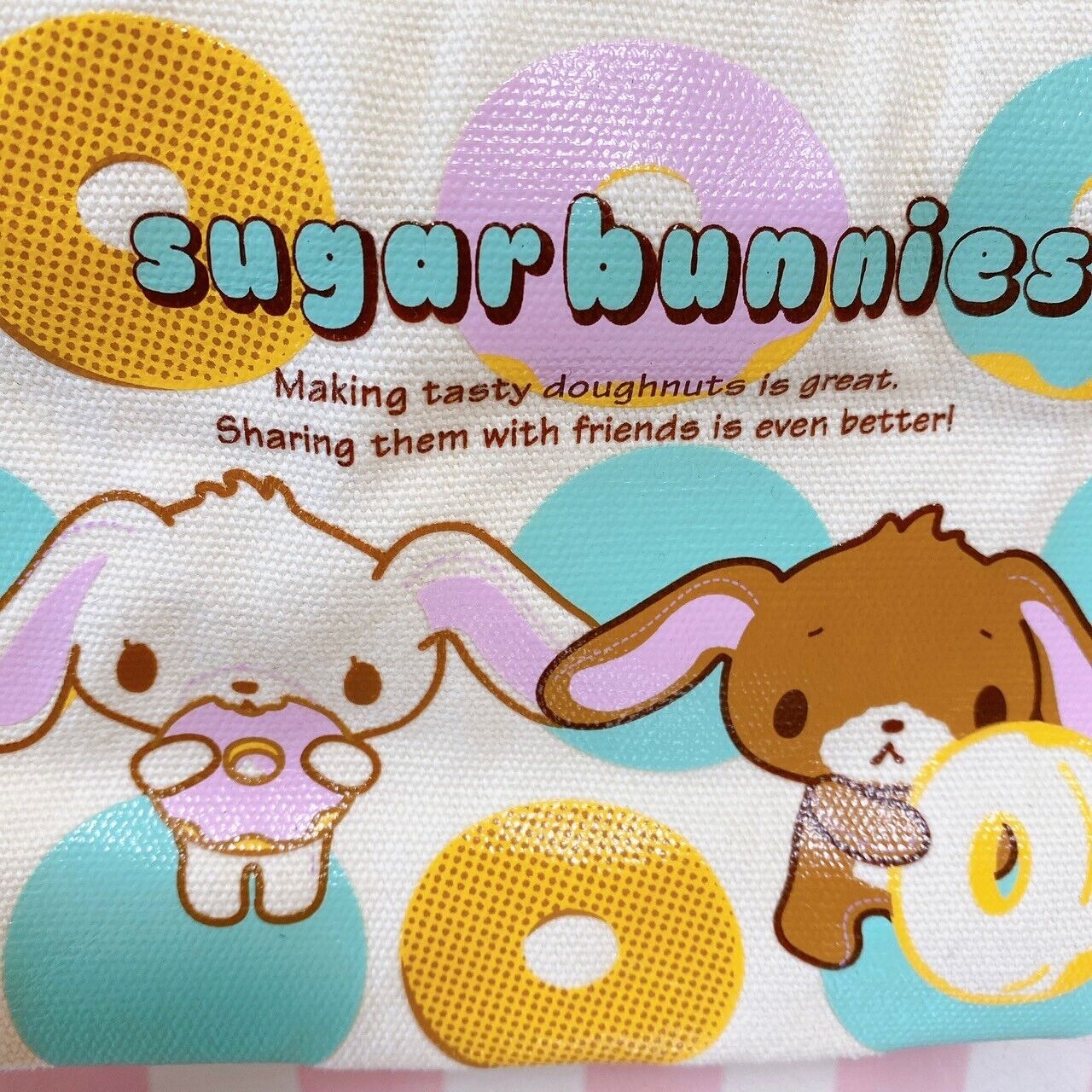 Sanrio Sugar Bunnies Tote Bag Handbag Set 2 Shirousa Kurousa Denim Doughnut Rare