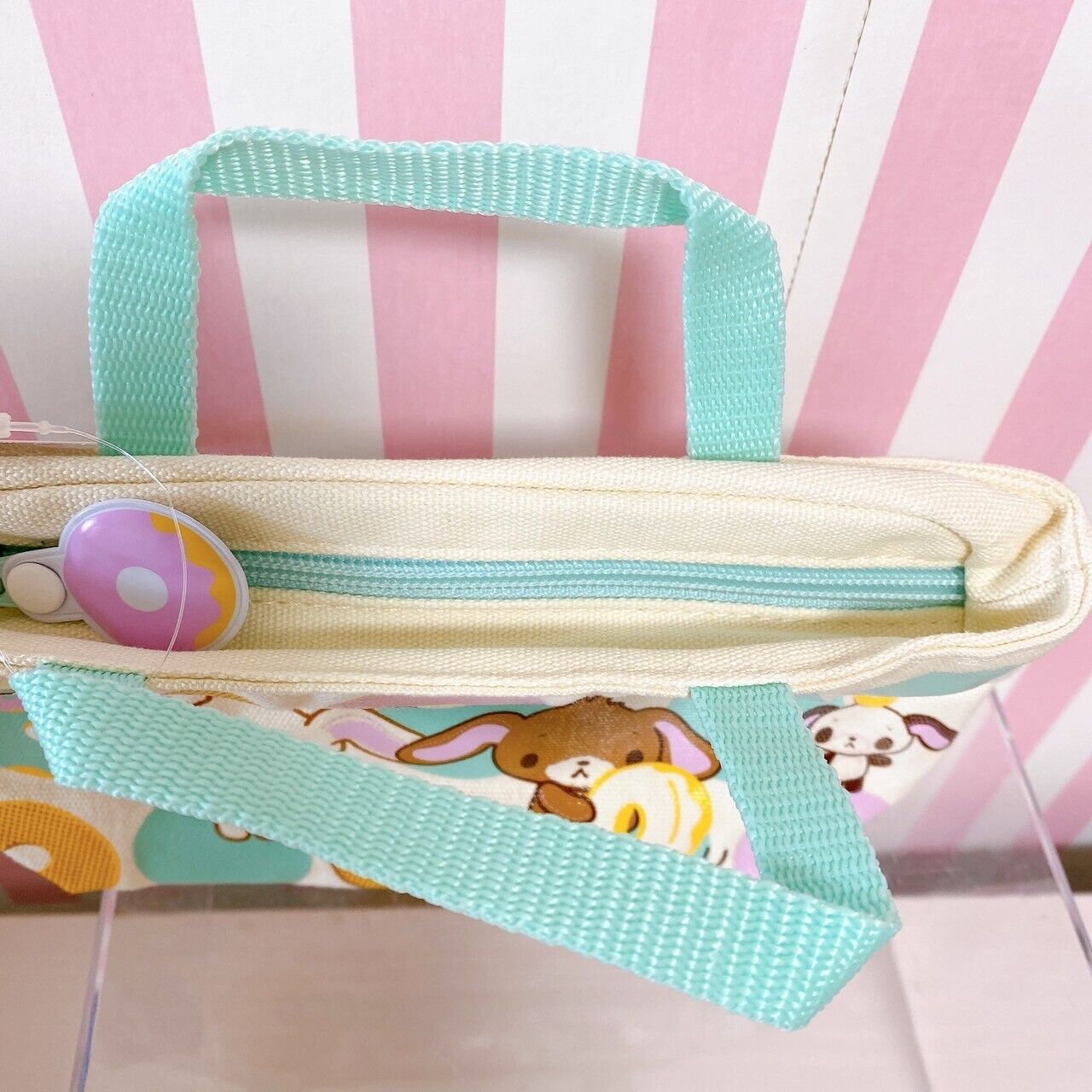 Sanrio Sugar Bunnies Tote Bag Handbag Set 2 Shirousa Kurousa Denim Doughnut Rare