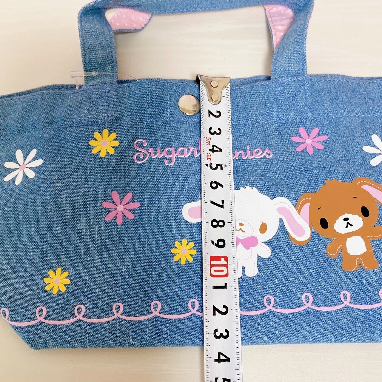 Sanrio Sugar Bunnies Tote Bag Handbag Set 2 Shirousa Kurousa Denim Doughnut Rare